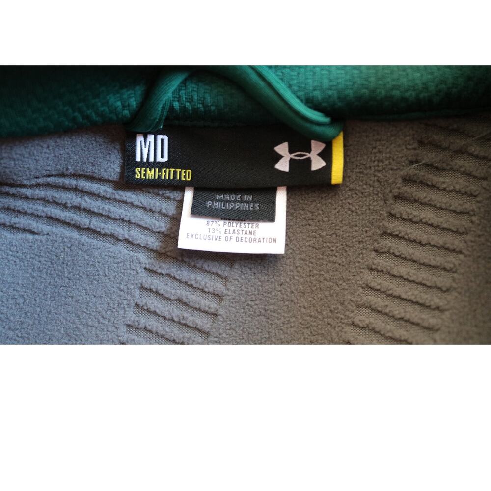 Under Armour Fitted Sweater Womens Medium Green Full Zip Mock Neck Elastic Pocke - Picture 15 of 16